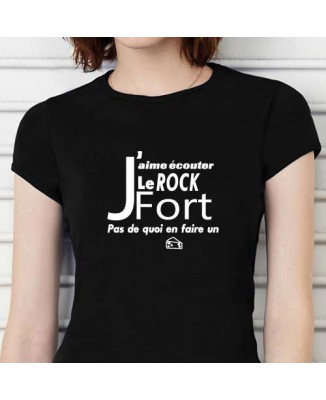 T-shirt humour "J'aime écouter le rock fort, pas de quoi en faire un fromage !"