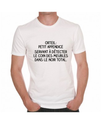 T-shirt Orteil : Petit Appendice servant à détecter le coin des meubles dans le noir total.