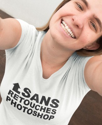 T-shirt femme geek "Sans retouches photoshop"