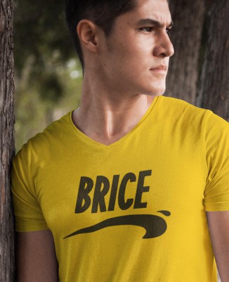 T-shirt jaune homme col V Brice de Nice